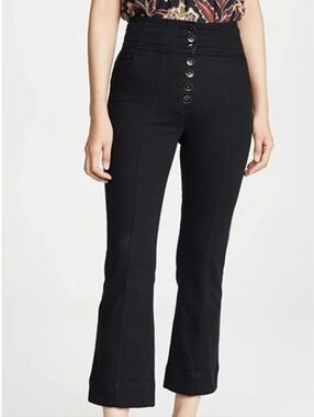 Ulla Johnson Ellis High Rise Cropped Flare Jeans Black Size 0 Button Fly